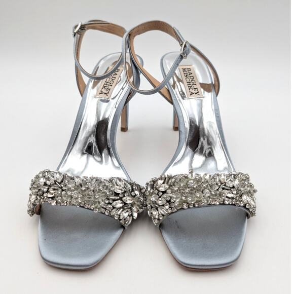 Badgley Mischka Rider Embellished Ankle Strap Sandal Whisper Blue Sz US7.5 EU38 - Picture 2 of 12